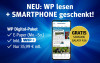 Die Grafik bewirbt die WP mit dem Angebot Digital-Paket inkl. ein gratis Samsung Galaxy A36 beim Kauf, alles auf blauem Hintergrund.
