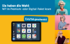 Drei lächelnde Senioren halten Tablets, Text: Sie haben die Wahl: WP im Premium- oder Digital-Paket lesen, EasyTab geschenkt!